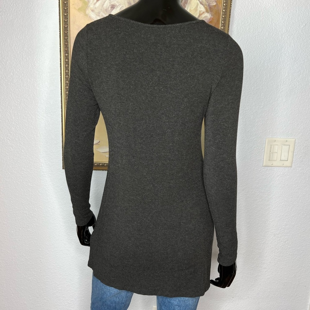 MISSING Eileen Fisher Long Sleeve Jersey Knit Knee Length Dress Size XS Gray - Picture 3 of 6